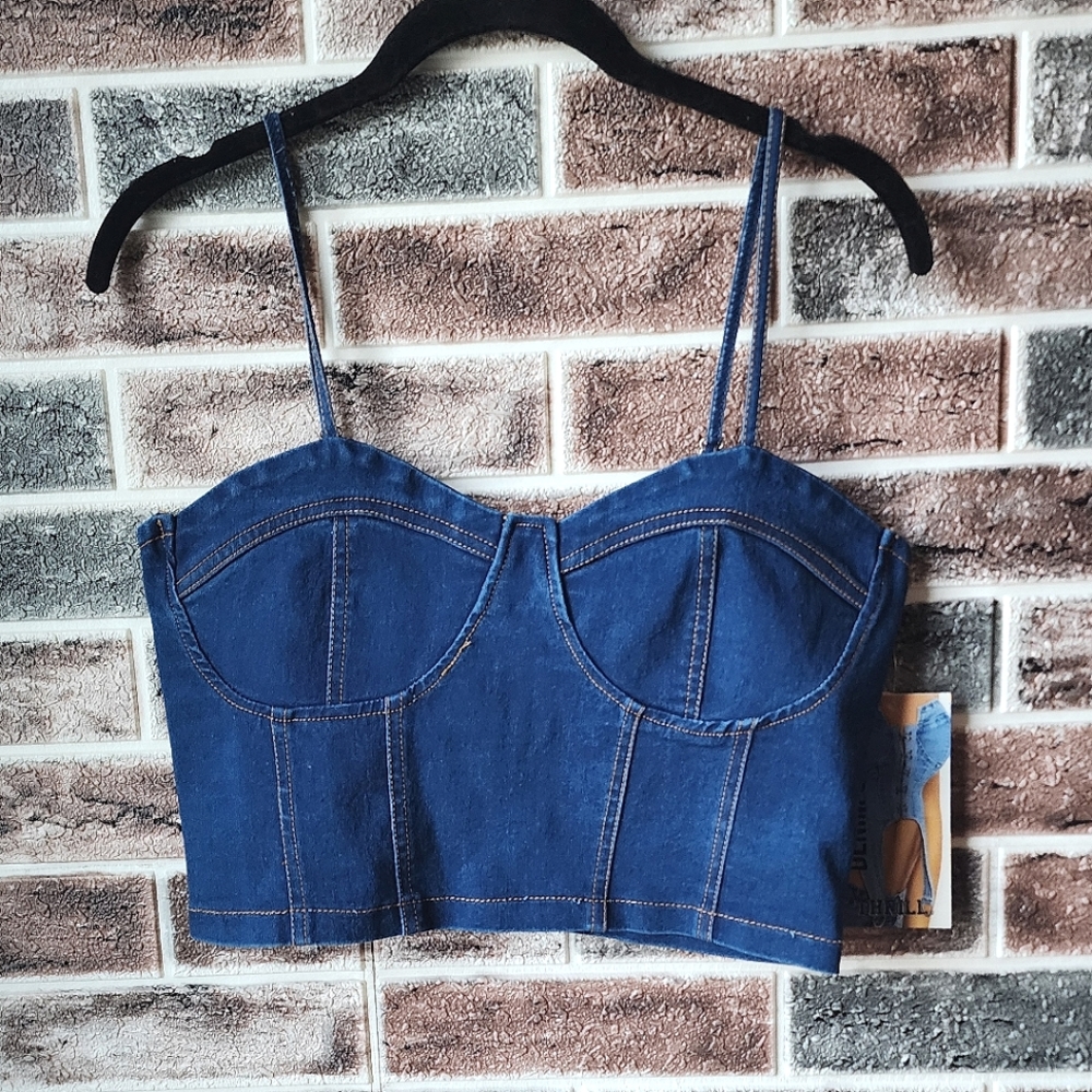 Denim corset crop top